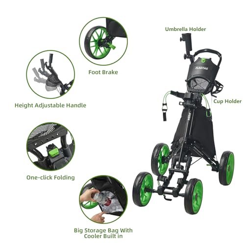 FLAGTAG Golf Push Cart 4-Wheels